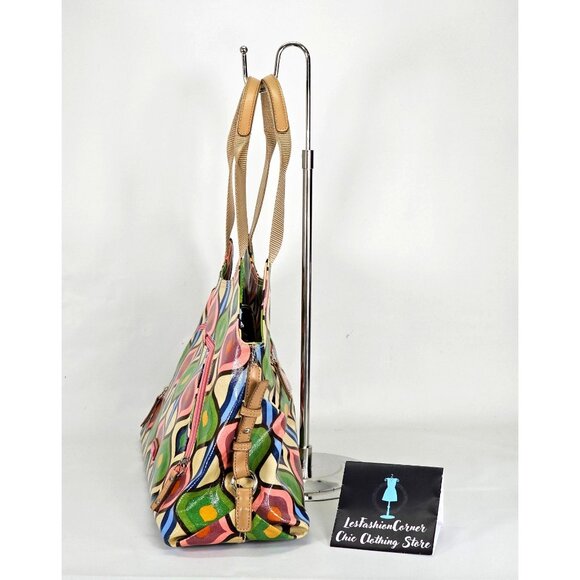 Franco Sarto Women's Multicolor Retro Hippy Vinyl Patterned Tote Large 065 - Picture 6 of 14